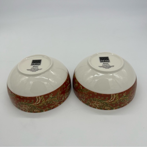 222 Fifth Maharana Bowl Set 2 Multicolor Paisley Holiday Kitchen Decor - Picture 8 of 11